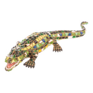 Alligator 7” Decorative Sculpture Hand Painted. Barcino