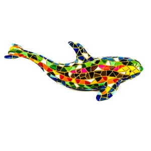 Orca Whale 7” Decorative Sculpture. Hand Painted Design. Barcino