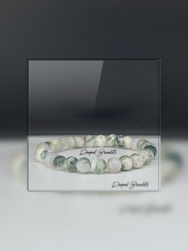 Tree Agate Crystal Bracelet - 6mm Natural Stone Beaded Jewelry image 5