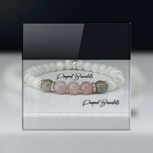 Moonstone, Labradorite & Rose Quartz Bracelet (6mm Beads)/Hormone Balance, Calming, Spiritual, New Beginnings, Positive Energy, Protection