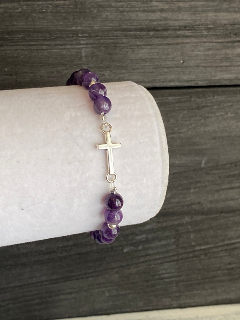 Amethyst Cross Bracelet