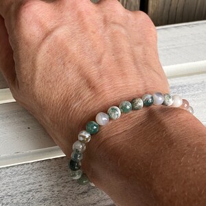 Tree Agate Crystal Bracelet - 6mm Natural Stone Beaded Jewelry image 4