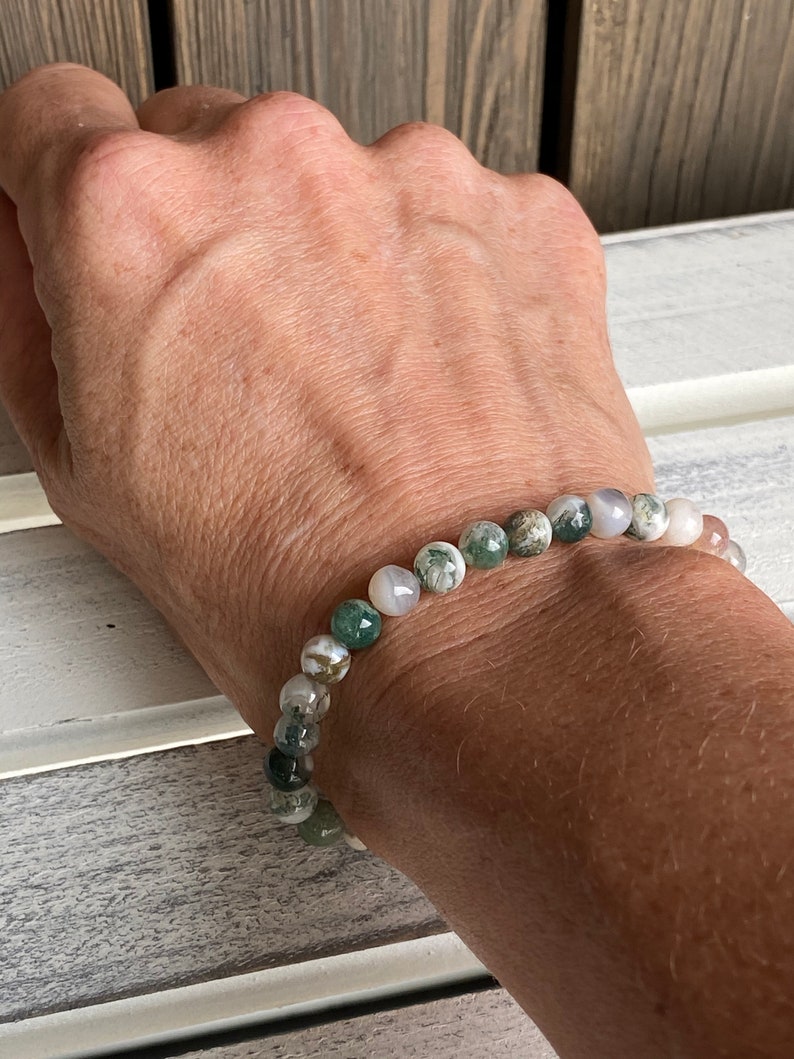 Tree Agate Crystal Bracelet - 6mm Natural Stone Beaded Jewelry image 4