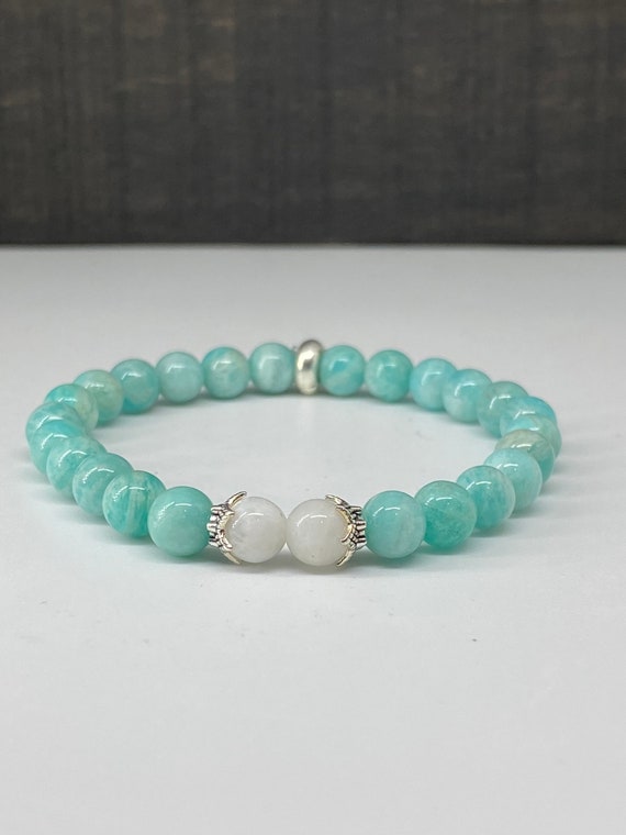 Amazonite & Moonstone Bracelet 6mm Beads/soothing Positive | Etsy