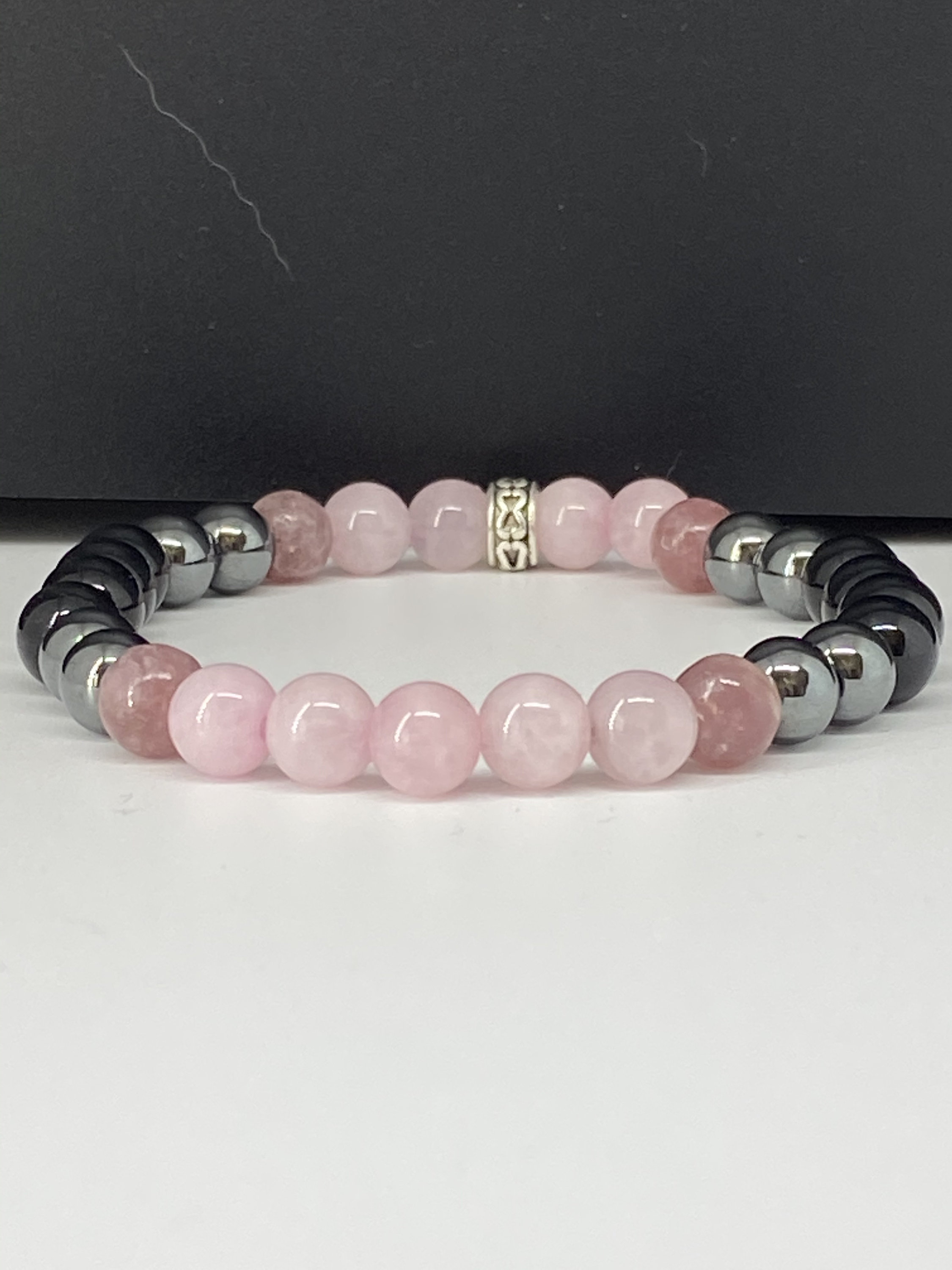 Black Tourmaline Hematite Rose Quartz Lepidolite Bracelet Etsy