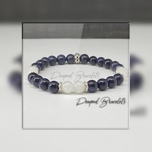 Blue Goldstone & Moonstone Bracelet (6mm Beads)