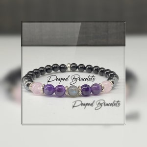 Empath Protection Bracelet with Black Tourmaline, Hematite, Rose Quartz, Amethyst & Labradorite (6mm Beads)