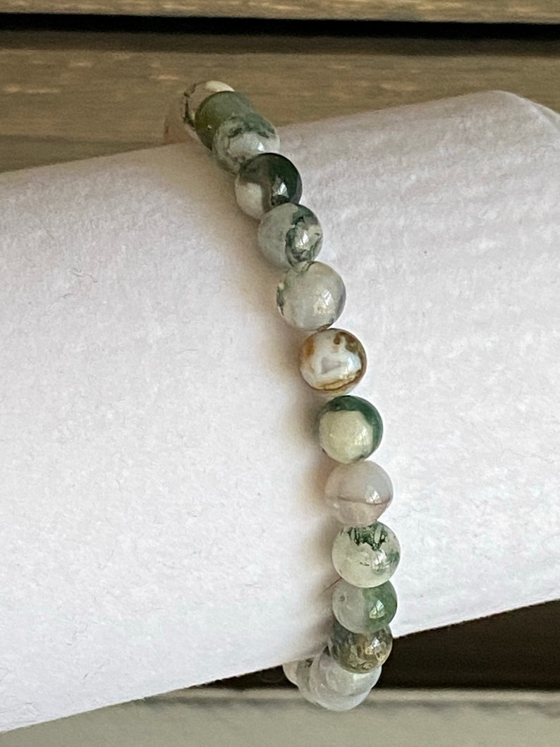 Tree Agate Crystal Bracelet - 6mm Natural Stone Beaded Jewelry image 3
