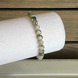 Tree Agate Crystal Bracelet - 6mm Natural Stone Beaded Jewelry image 2