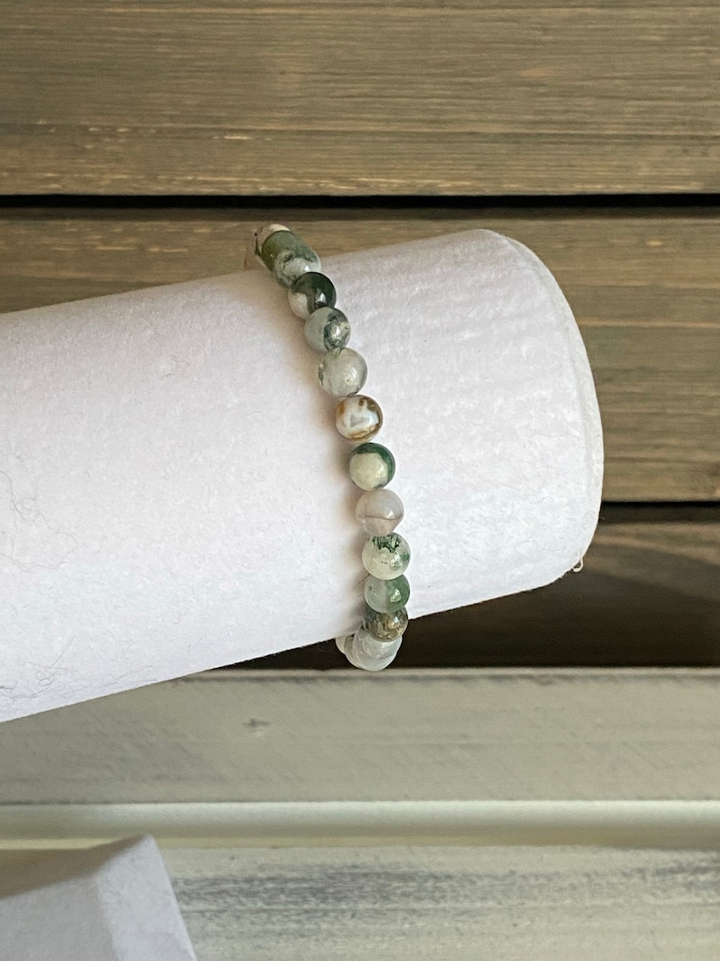 Tree Agate Crystal Bracelet - 6mm Natural Stone Beaded Jewelry image 2