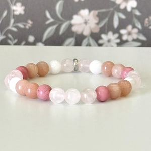 Confidence & Self-Love Bracelet- Rose Quartz, Sunstone, Rhodonite, Moonstone