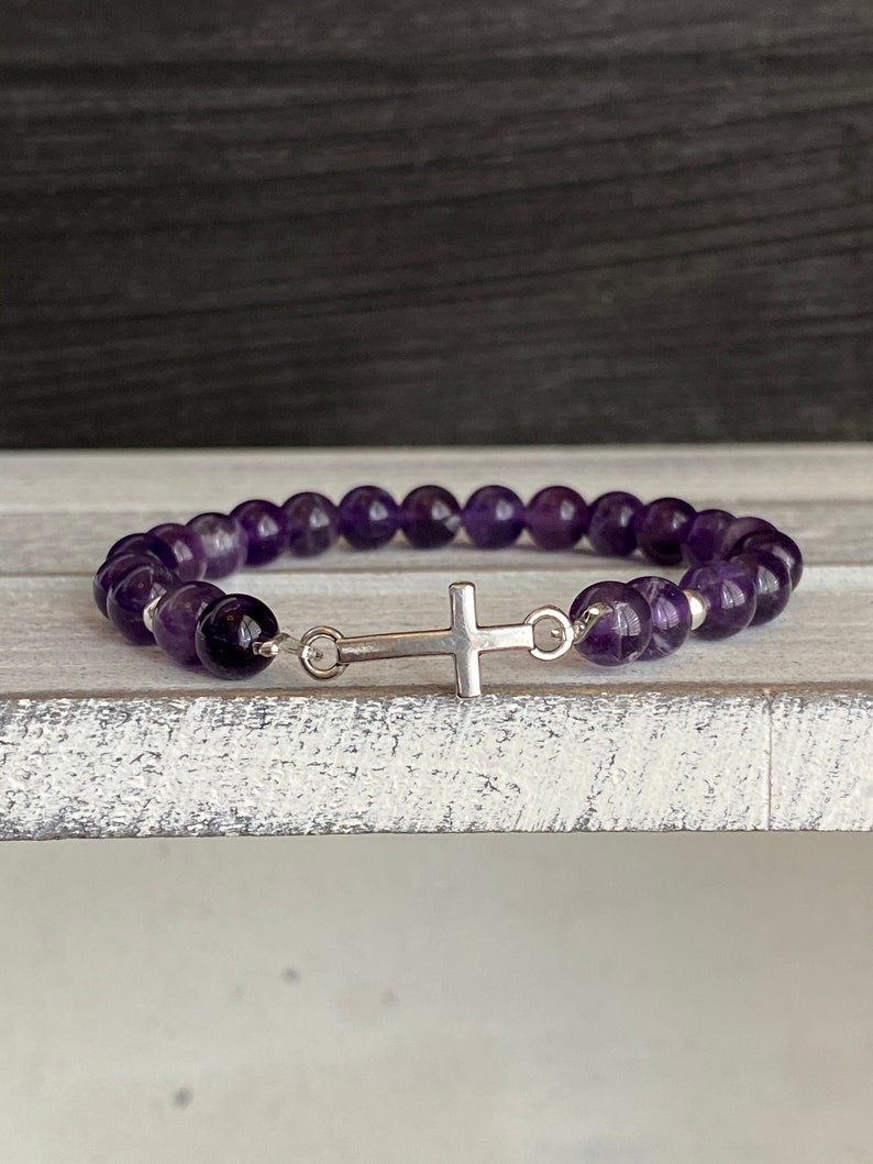 Amethyst Cross Bracelet