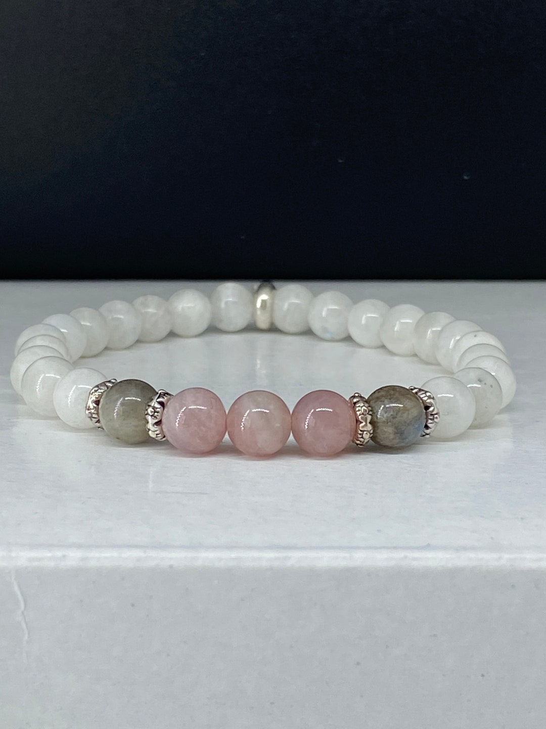 Moonstone, Labradorite & Rose Quartz Bracelet 6mm Beads/hormone Balance