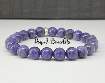 Charoite Crystal Bracelet with 8mm Beads