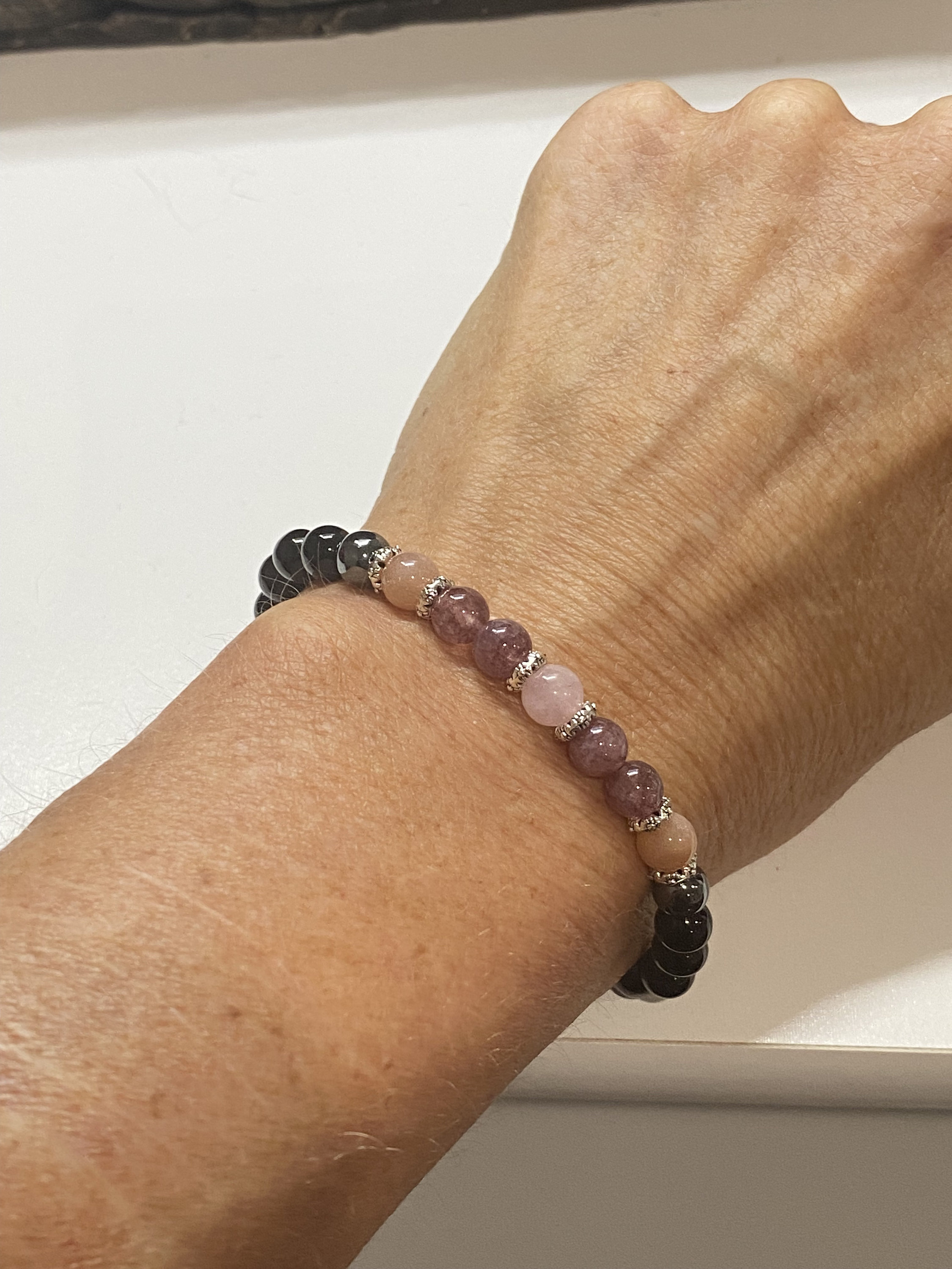 Black Tourmaline Hematite Sunstone Lepidolite & Rose Quartz Etsy