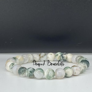 Tree Agate Crystal Bracelet - 6mm Natural Stone Beaded Jewelry image 1