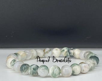 Tree Agate Crystal Bracelet - 6mm Natural Stone Beaded Jewelry