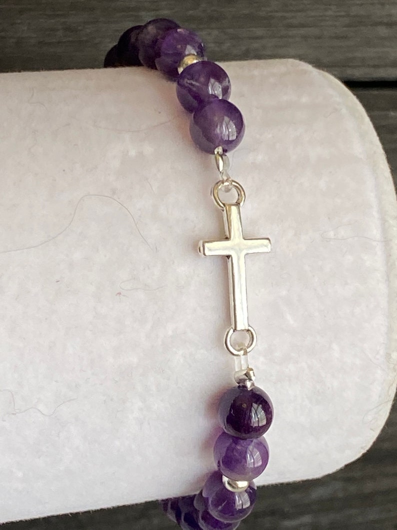 Amethyst Cross Bracelet