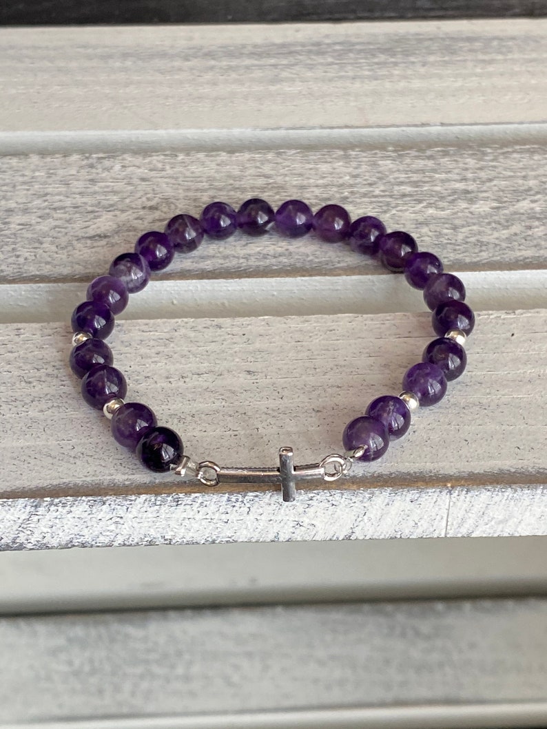 Amethyst Cross Bracelet