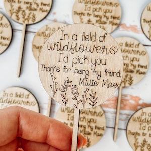 Wildflower Party Favor, In a Field of Wildflowers I&#39;d Pick You Plant Stake, Little Girls Birthday Party Decoration, Unique Kids Party Favor
