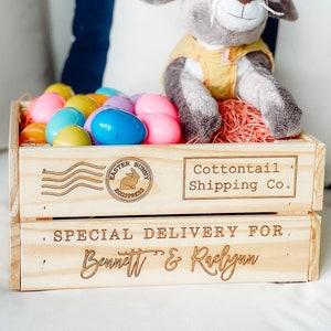 Personalized Easter Basket, Custom Name Wood Easter Basket, Easter Gift for Kids, Personalized Gift from Easter Bunny, Easter Basket Stuffer