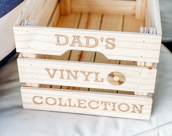 Personalized Father's Day Crate for Vinyl Records, Vinyl Record Container, Custom Vinyl Record Box, Custom Gift for Dad, Gift Box for dad