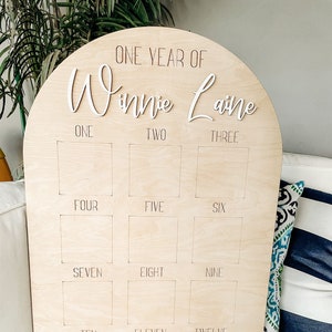 One Year of Photo Board, Wood Photo Board, Milestone Board, 1st Birthday Board, First Birthday Decorations Girl, 12 Months Photo Banner