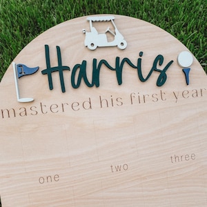 Golf Birthday Photo Board, Hole in One First Birthday, Mastered His First Year Boy Golf Milestone Sign, 1st Birthday Golf Partee, 12 Month