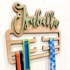 Custom Name Medal Hanger and Trophy Shelf | Medal Holder Custom Text | Rungs for Medals & Ribbons Medal Hanger |Medal Display Award Gift