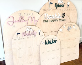 One Year of Photo Board, Wood Photo Board, Milestone Board, 1st Birthday Board, First Birthday Decorations Girl, 12 Months Photo Banner
