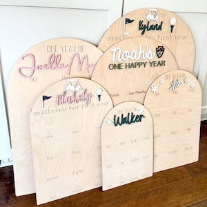 Mein erstes Jahr Fototafel | Erster Geburtstag Dekoration | Holzbrettchen Geburtstag | Monatlicher Meilenstein Photo Prop | Baby-Dusche-Geschenk