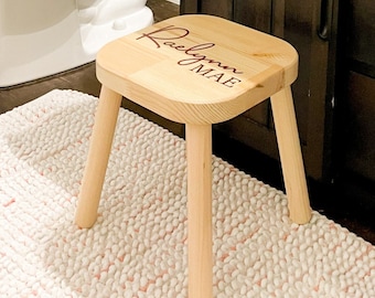 Personalized Wooden Kids Stool | Childrens Furniture  | Custom Kids Step Stool for Bathroom