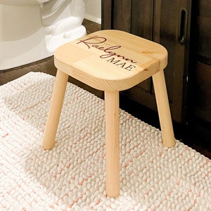 Personalized Wooden Kids Stool | Childrens Furniture  | Custom Kids Step Stool for Bathroom