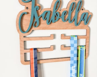 Solid Wood Medal Hanger & Trophy Shelf: Patented Sports Award Display