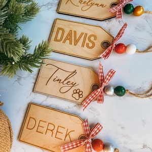 Personalized Wooden Stocking Tag, Stocking Name Tags, Farmhouse Name Tags For Holiday Stocking, Rustic Chic, Gift Tags, 3D Stocking Tag