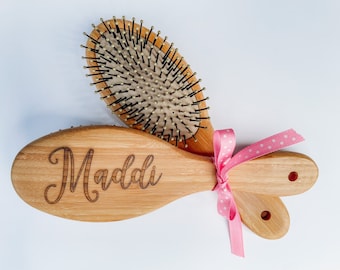 Medium Engraved Oval Wooden Hair Brush | Wooden Hair Brush | Personalized Keepsake Gift for Girl