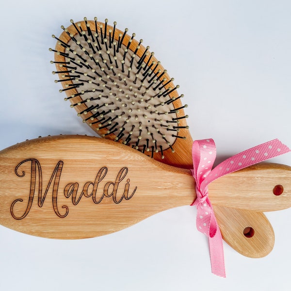 Medium Engraved Oval Wooden Hair Brush | Wooden Hair Brush | Personalized Keepsake Gift for Girl