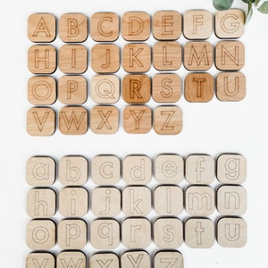Wood Montessori Play Alphabet Set, Handmade Wood Letters, Wood Movable ...