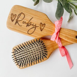 Personalized Wooden Hair Brush, Engraved Name Keepsake for Girls – Custom Birthday, Baby Shower, Holiday Gift, Gift for Her