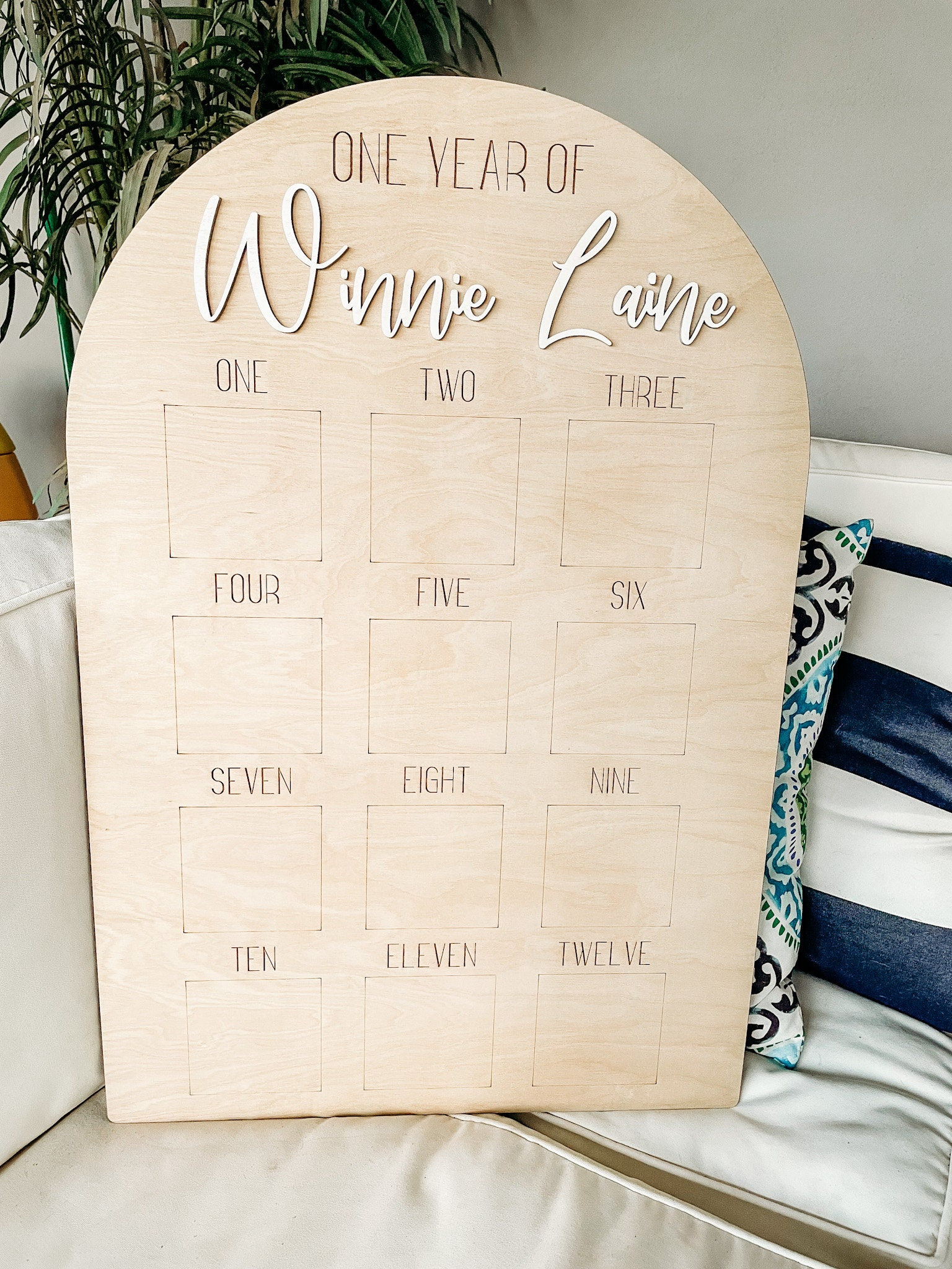 One Year of Photo Board, Wood Photo Board, Milestone Board, 1st Birthday Board, First Birthday Decorations Girl, 12 Months Photo Banner