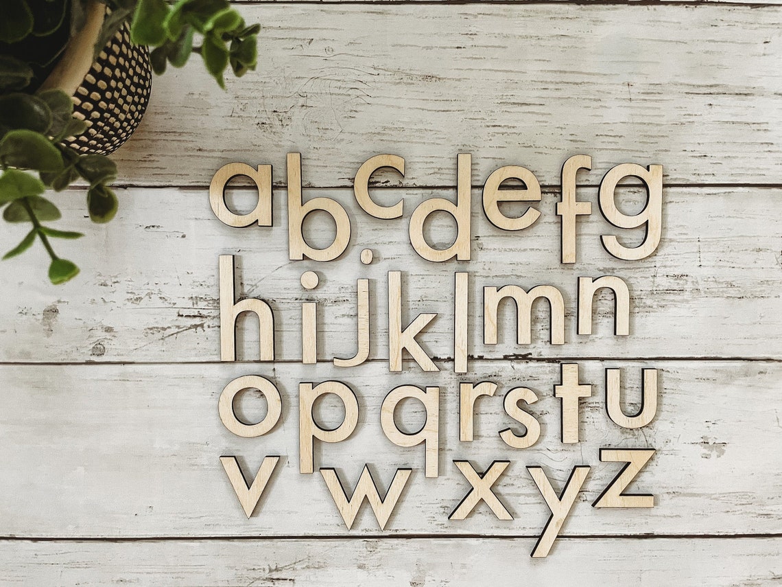 Wood Montessori Alphabet Set, Handmade Wood Letters, Wood Movable ...