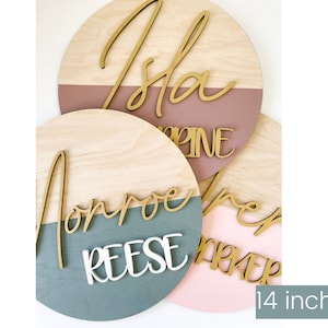 Nursery name sign, above crib sign, round name sign, custom name sign, pastel name sign, boy nursery sign, nursery decor, baby name sign