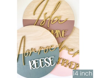 Nursery name sign, above crib sign, round name sign, custom name sign, pastel name sign, boy nursery sign, nursery decor, baby name sign