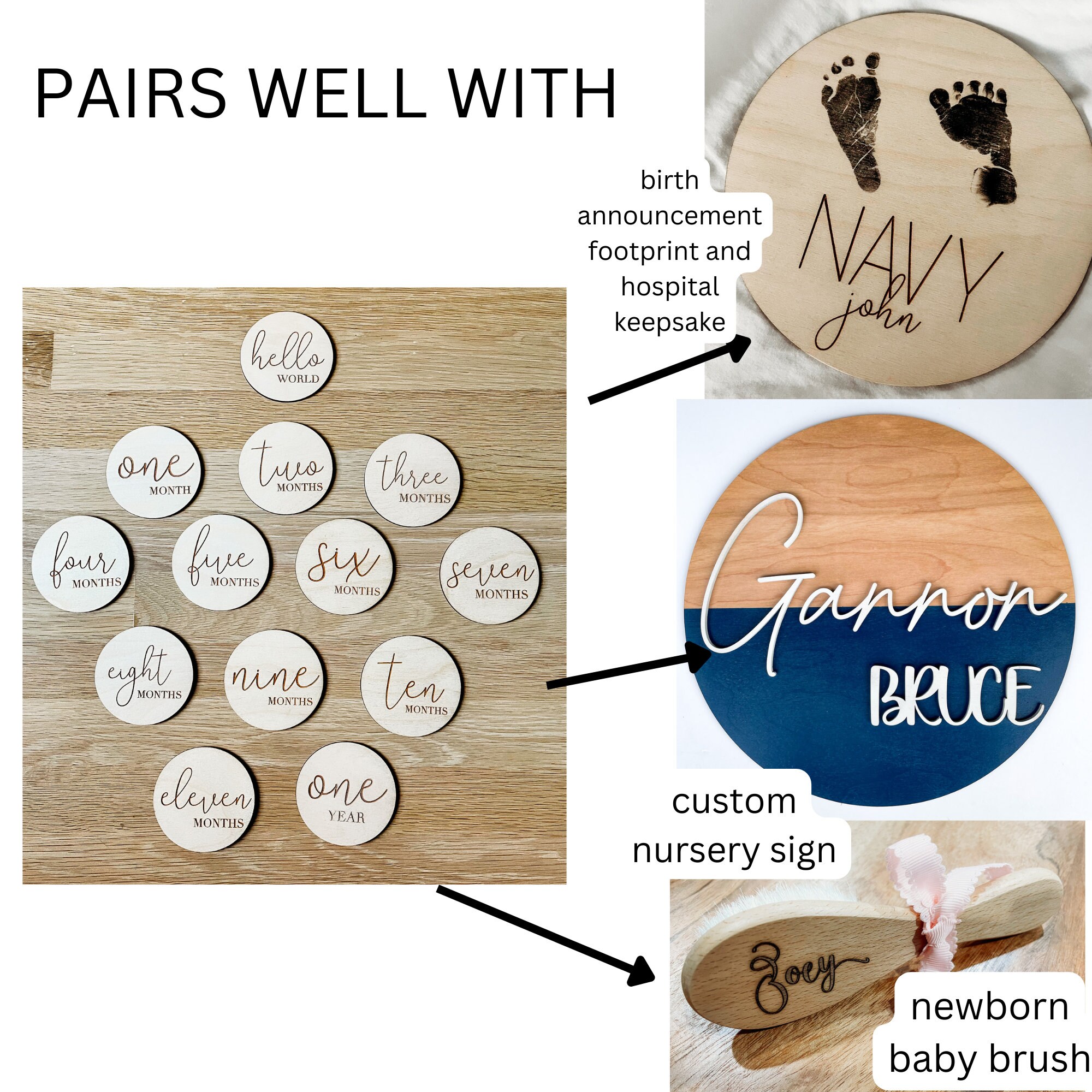 Baby Monthly Milestone Markers | Wooden | Boho | Baby Photos | Gift ...
