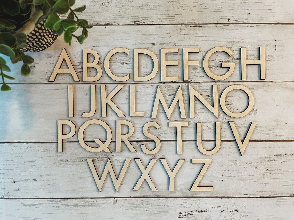 Wood Montessori Alphabet Set, Handmade Wood Letters, Wood Movable ...