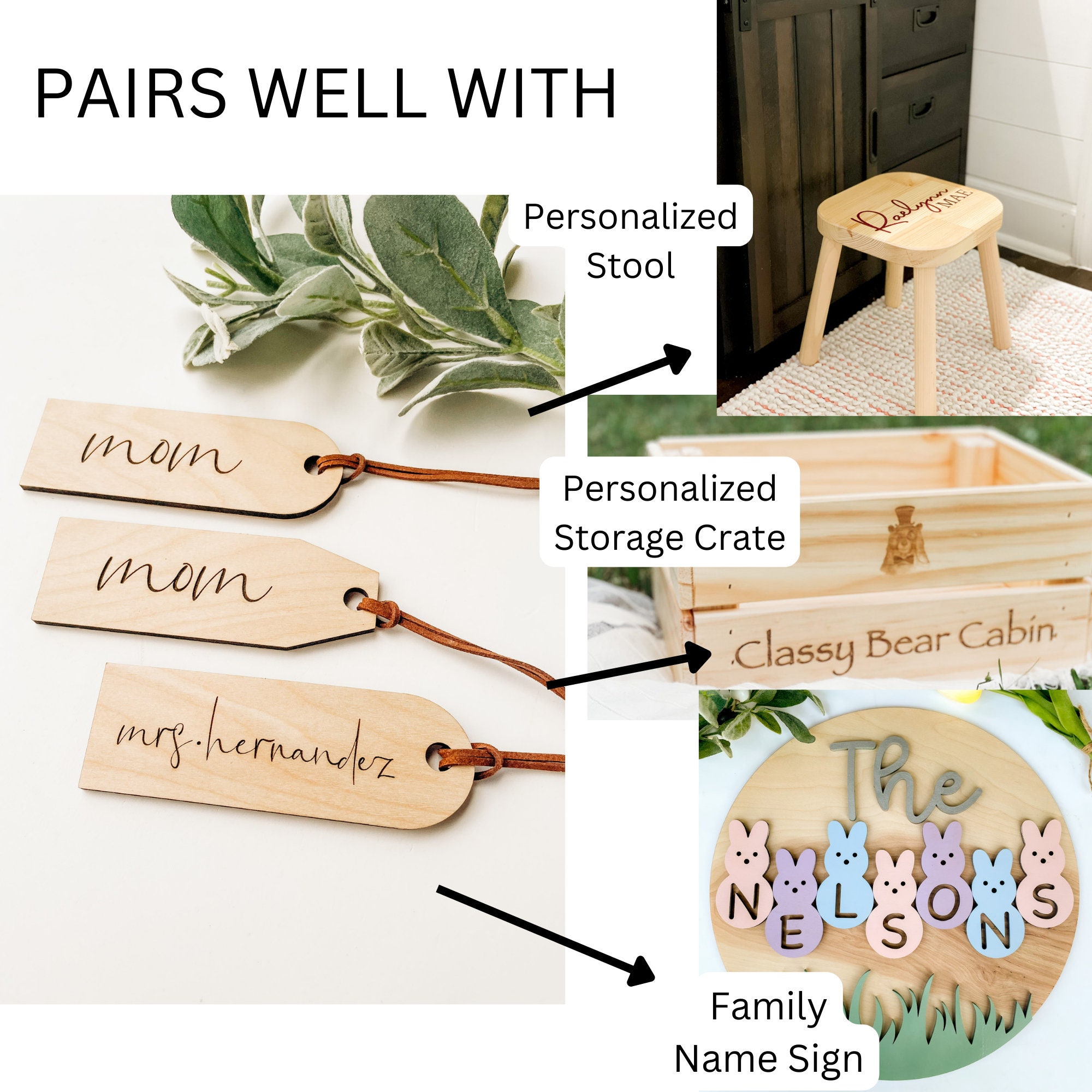 Wood Engraved Personalized Name Tag | Gift Tag | Custom Gift Tag With ...