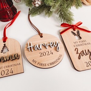 Baby First Christmas Ornament 2024, Personalized First Christmas Ornament Baby Girl Name Baby Shower Gift, Baby Family Keepsake Pink