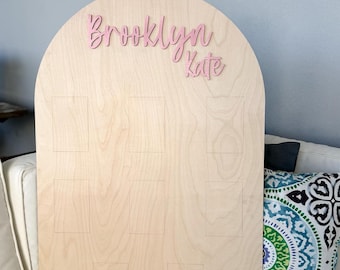 One Year of Photo Board, Wood Photo Board, Milestone Board, 1st Birthday Board, First Birthday Decorations Girl, 12 Months Photo Banner
