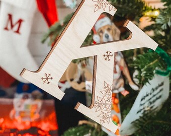 Personalised Initial Bauble - Custom Wood Initial Ornament - Custom Letter Tree Ornament- Luxury Place Name Tag - Tree Decoration