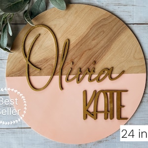 Girl Name Sign 24in, Wooden Name Sign, Nursery Name Sign Baby Name Sign Family Name Sign Custom Wood Name Sign Laser Cut Name Sign Crib Sign